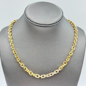 BaubleBar Lucy Goldtone Clear Stone Cable Chain Necklace | 18" Statement Chain